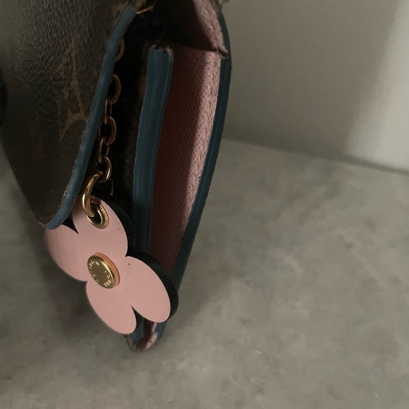 Authentic-Louis Vuitton Monogram Bloom Flower Emilie Wallet Blue Jean - Picture 9 of 16